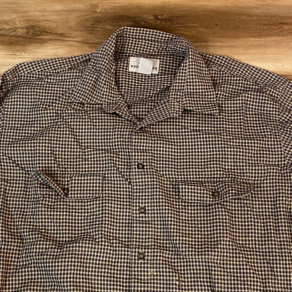 Eddie Bauer Men's Tall XXL Gingham Check Long Sleeve Button Up Shirt Cotton